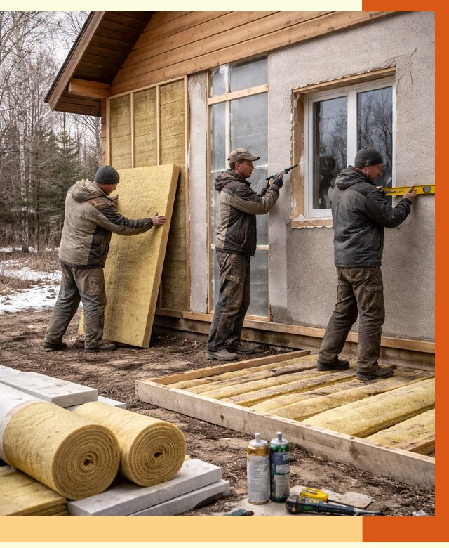 Утепление дачного дома в Краснокамске от 4815 руб/м2 — недорого | ТепломастерКнм