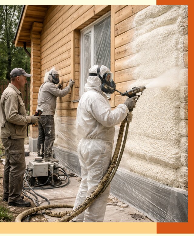 Утепление дома из бруса ППУ в Краснокамске от 3903 руб/м2 под ключ | ТепломастерКнм