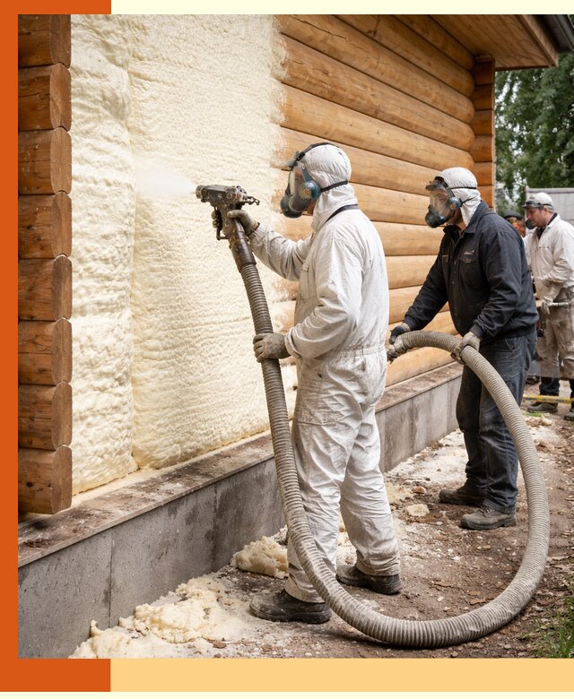 Утепление дома из бруса пенополиуретаном в Краснокамске