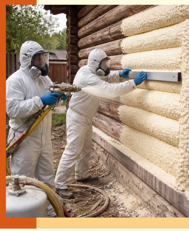 Утепление бревенчатого дома ППУ в Краснокамске эффективной изоляцией