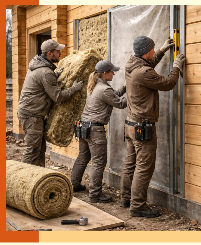 Утепление дома из двойного бруса в Краснокамске качественно и надёжно