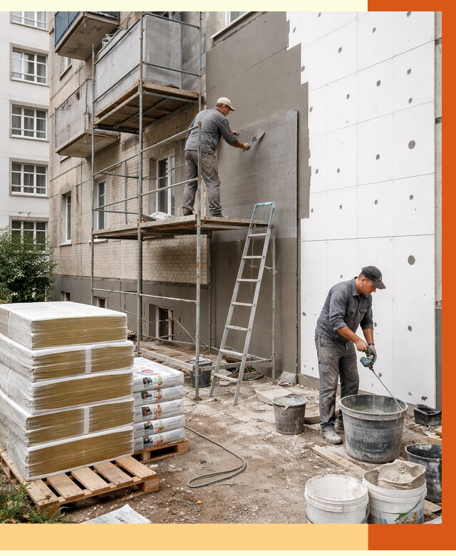 Утепление квартиры снаружи в Краснокамске от 6234 руб/м2 под ключ | ТепломастерКнм