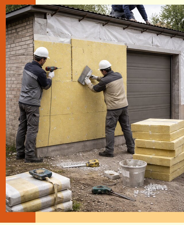 Утепление гаража снаружи в Краснокамске качественно и надёжно