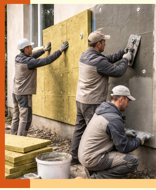 Утепление фасада под штукатурку в Краснокамске — энергоэффективная технология