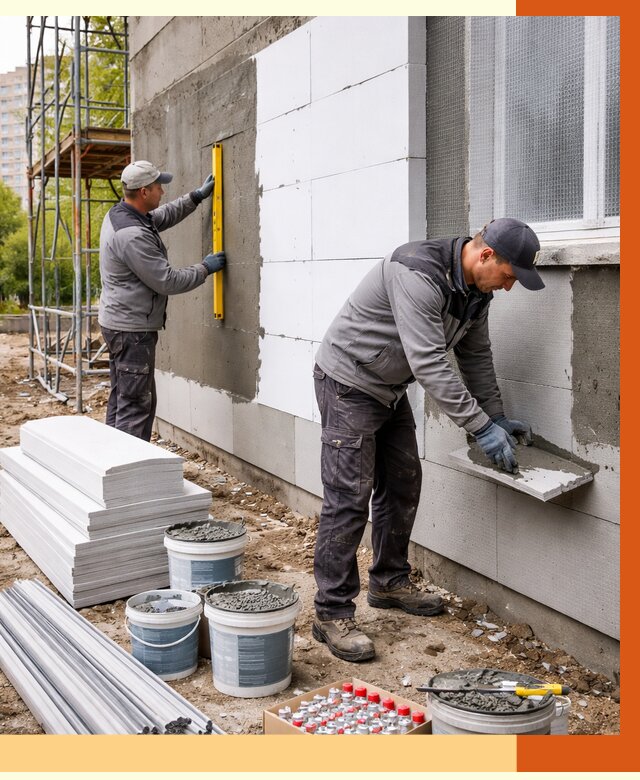 Утепление фасада и стен снаружи в Краснокамске от 4258 руб. | ТепломастерКнм