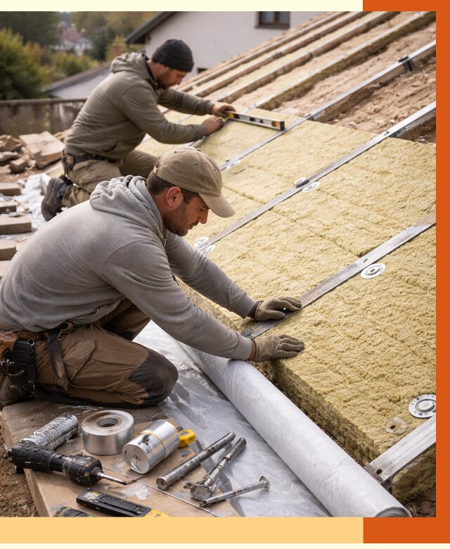 Утепление крыши снаружи в Краснокамске под ключ от 1216 руб./м2 | ТепломастерКнм