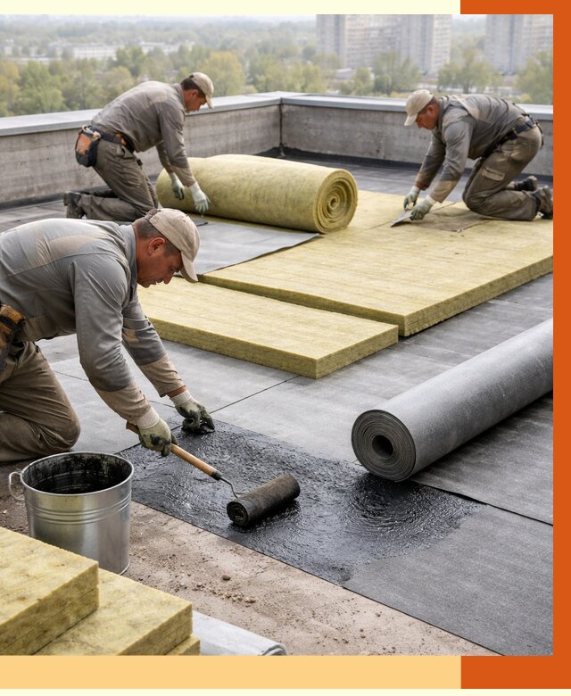 Утепление плоской крыши в Краснокамске от 7299 руб./м2 под ключ | ТепломастерКнм