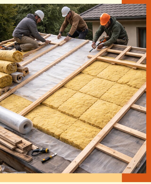 Утепление скатной крыши в Краснокамске от 1267 руб./м2 под ключ | ТепломастерКнм