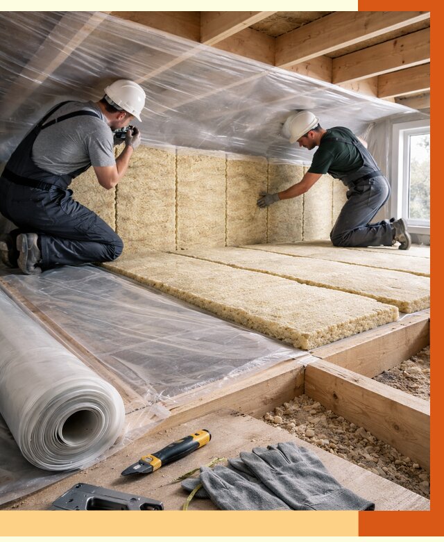 Утепление перекрытий в Краснокамске от 2889 руб/м2 — утепление межэтажных и чердачных | ТепломастерКнм