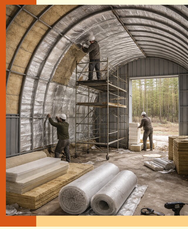 Утепление арочного ангара под ключ в Краснокамске