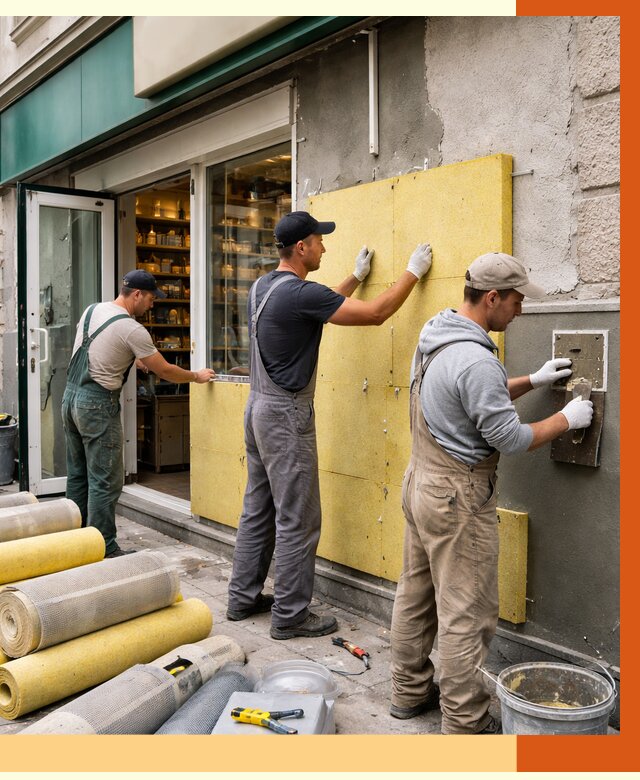 Утепление магазина в Краснокамске от 4562 руб/м2 — цена, стены и снаружи | ТепломастерКнм