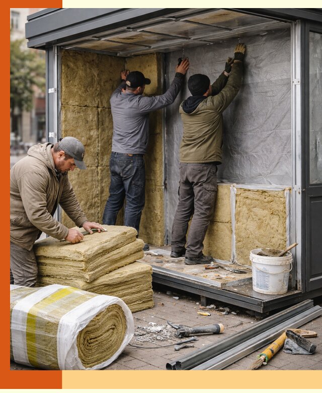 Утепление павильона шаурмы под ключ в Краснокамске