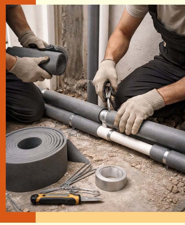 Утепление труб водоснабжения в Краснокамске — монтаж и защита сети