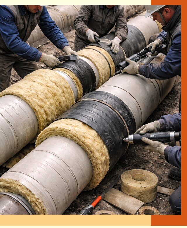 Утепление трубопровода в Краснокамске под ключ от 1875 руб. — надежно и выгодно | ТепломастерКнм