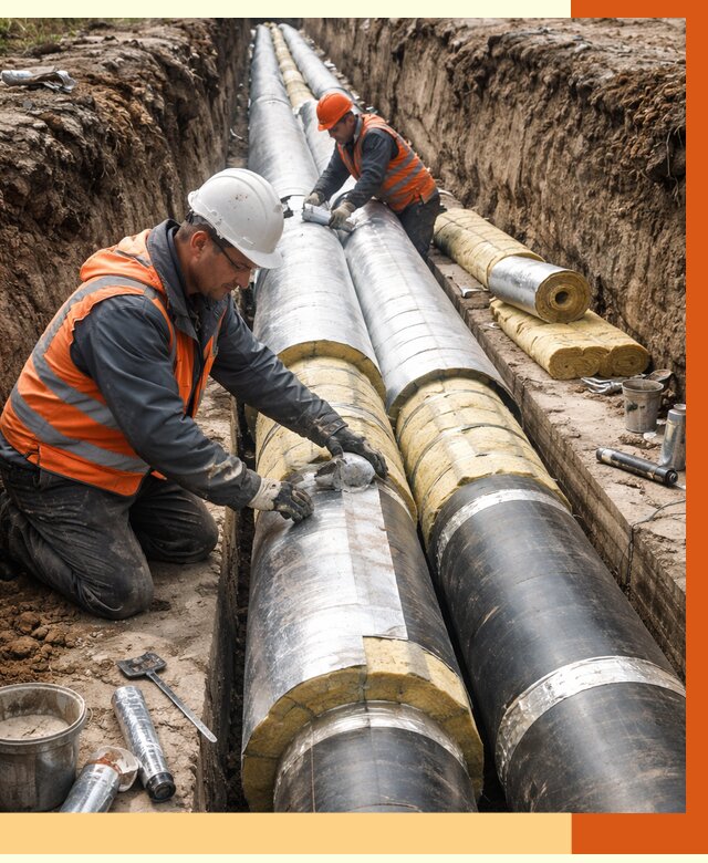 Утепление теплотрассы в Краснокамске от 4562 руб./м2 — ппу и комплексная изоляция | ТепломастерКнм