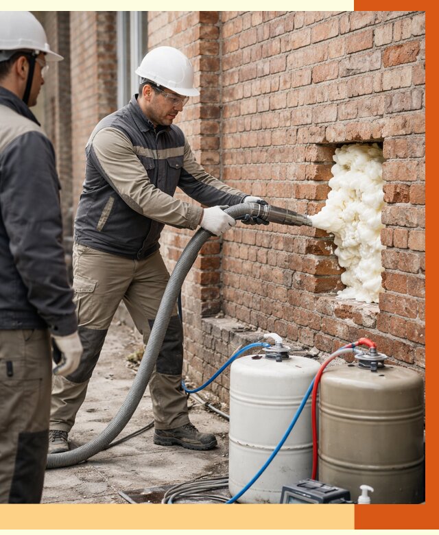 Заливка ППУ в пустоты кирпичной стены в Краснокамске от 2788 руб. | ТепломастерКнм