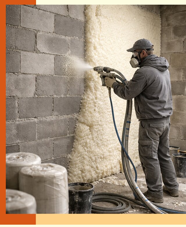 Утепление блочной стены ППУ в Краснокамске качественно и надёжно