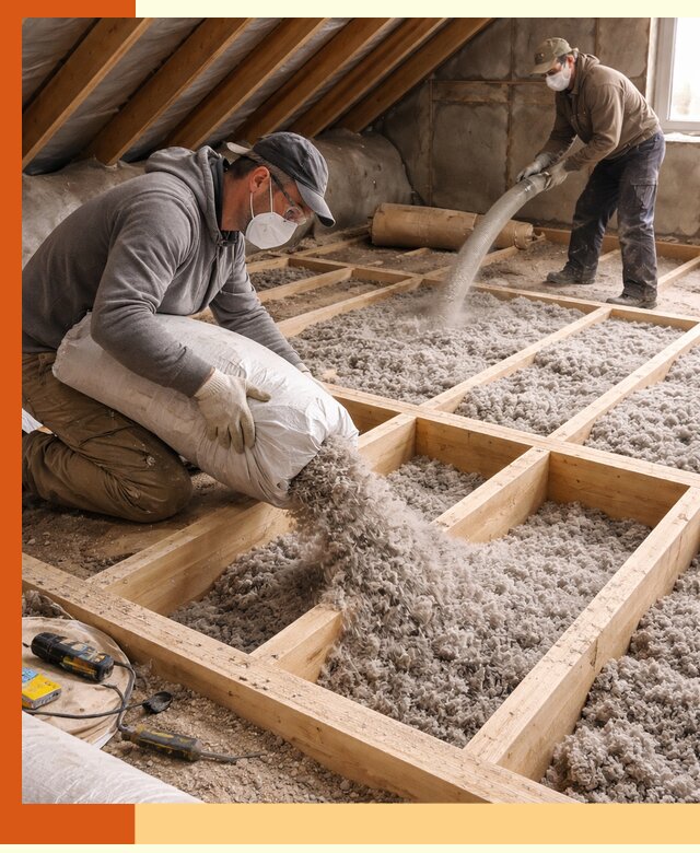 Заполнение полостей чердачного перекрытия в Краснокамске качественно и надёжно