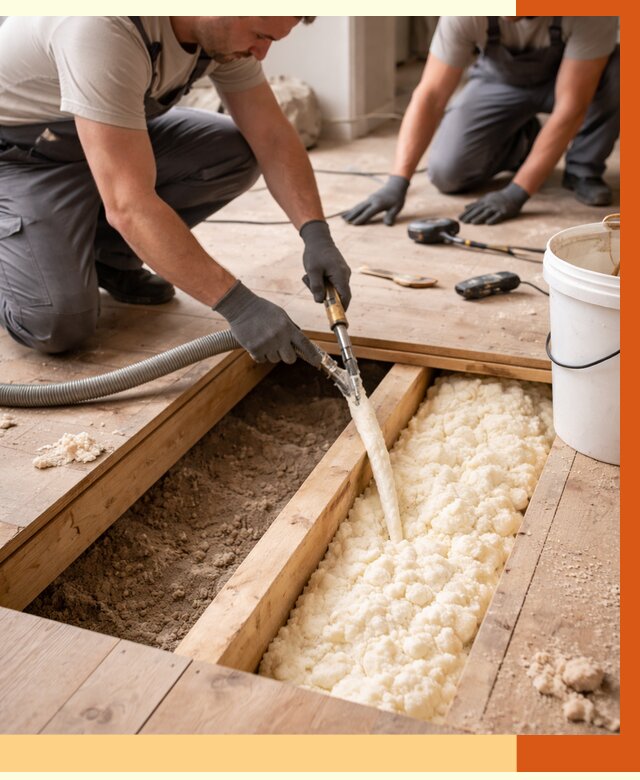 Заполнение пустот пола в Краснокамске от 2737 руб. — утепление пустот пола под ключ | ТепломастерКнм