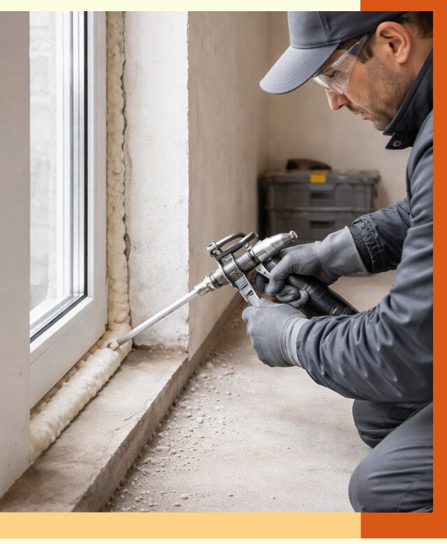 Герметизация стыков ППУ в Краснокамске от 1673 руб. за м2 — утепление примыканий под ключ | ТепломастерКнм