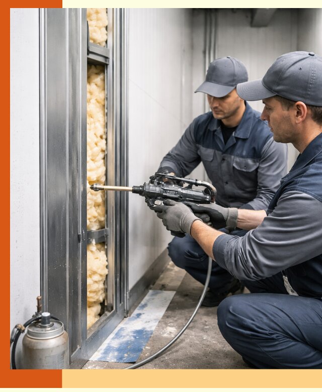 Заполнение пустот холодильных панелей в Краснокамске специализированной пеной