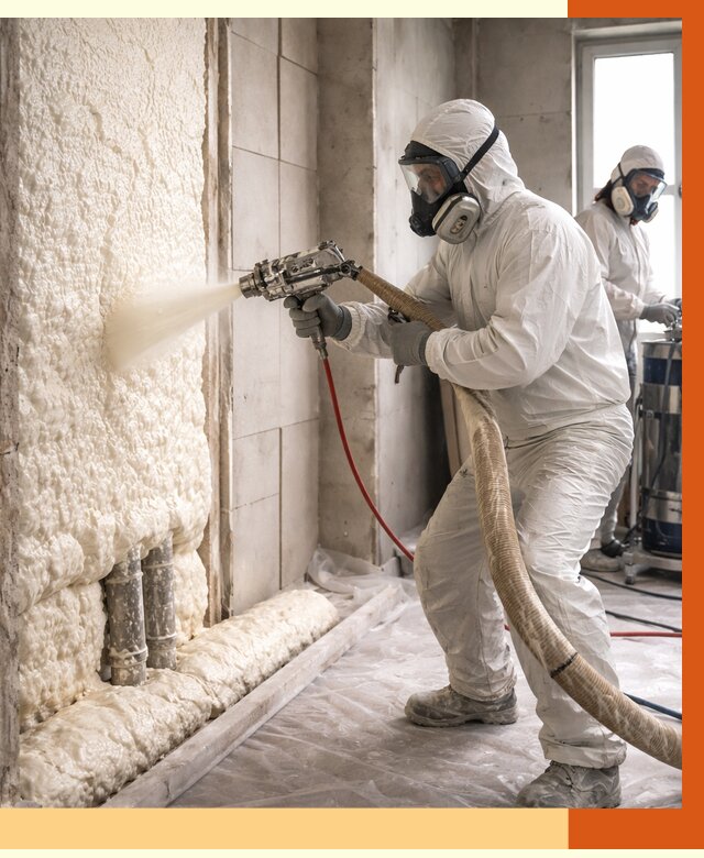 Напыление пенополиуретана в Краснокамске от 7603 руб./м2 — услуги и монтаж ППУ | ТепломастерКнм