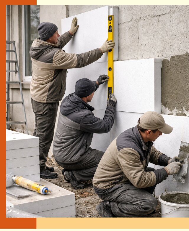 Утепление пенопластом наружных стен и фасадов в Краснокамске