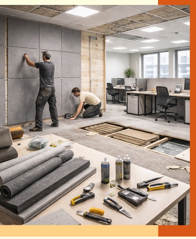 Профессиональная шумоизоляция офиса в Краснокамске от 6842 руб. за м2 | ТепломастерКнм