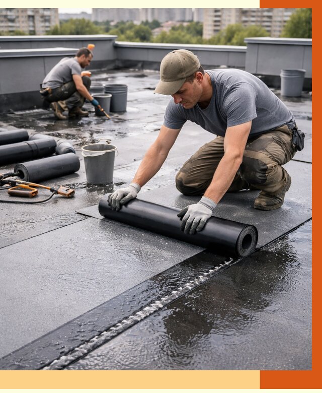Гидроизоляция плоской кровли в Краснокамске от 4562 руб./м2 — профессионально | ТепломастерКнм