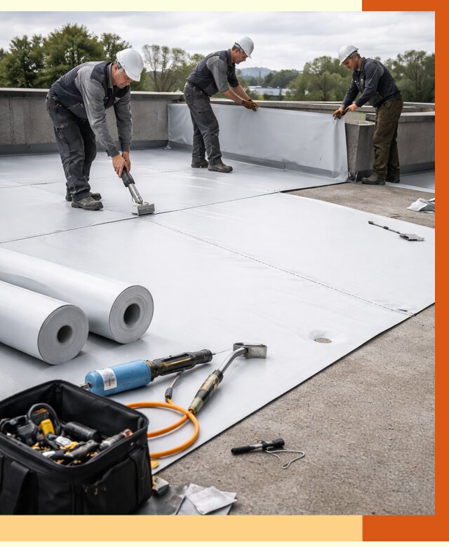 Гидроизоляция мембранной кровли в Краснокамске от 7603 руб./м² — профессионально | ТепломастерКнм