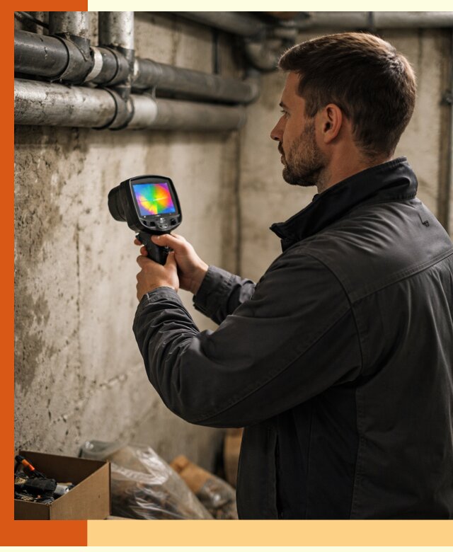 Тепловизионное обследование подвала в Краснокамске для поиска утечек тепла