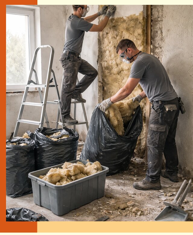 Демонтаж старого утеплителя и вывоз отходов в Краснокамске