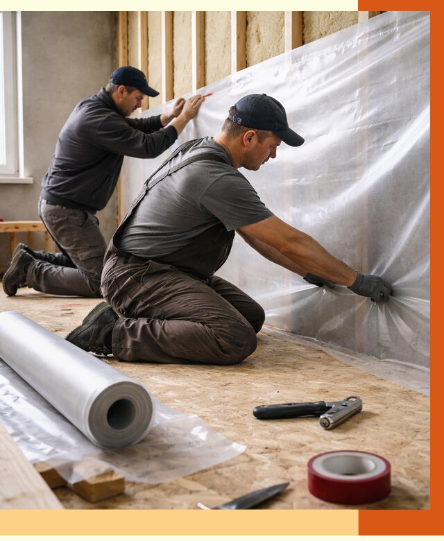 Монтаж пароизоляции в Краснокамске от 2534 руб. — установка и укладка под ключ | ТепломастерКнм