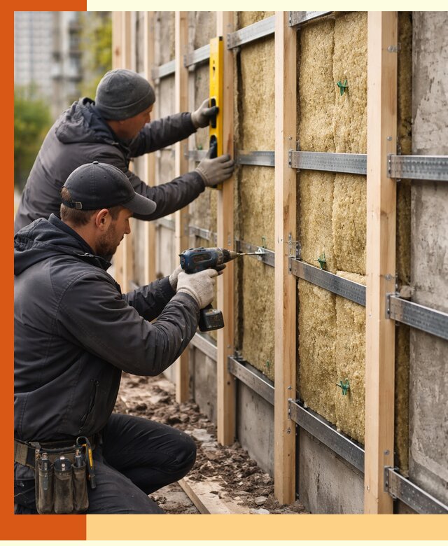 Монтаж обрешетки под утепление зданий и квартир в Краснокамске